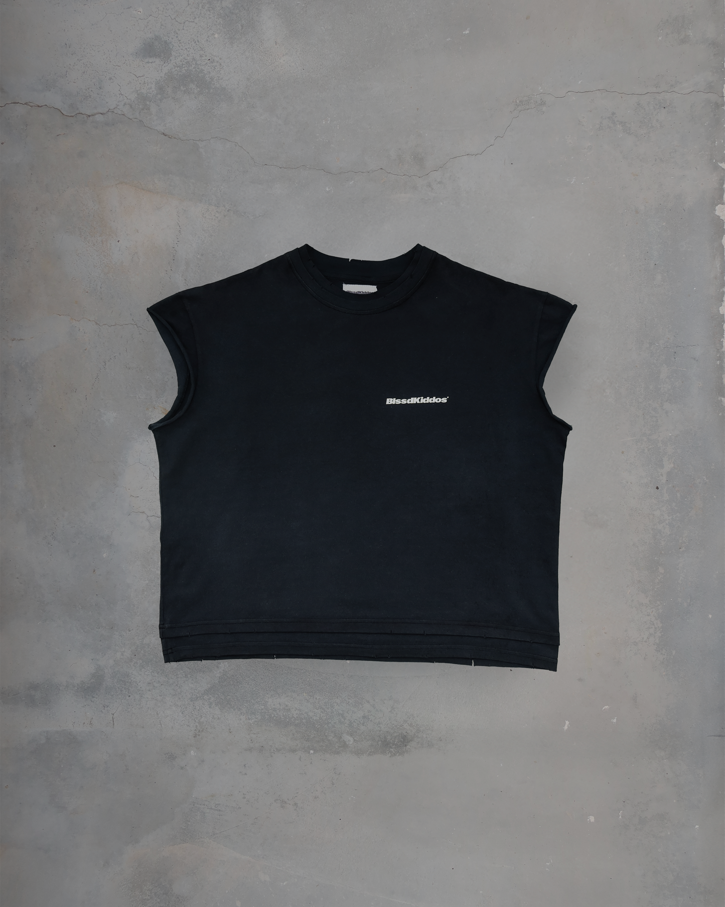 PRAYING FOR YOUR SURVIVAL CUT-OFF TEE \\ VINTAGE BLACK